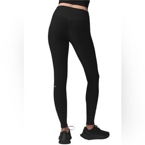 ALO YOGA High Waist Alosoft Lounge Leggings Black Ribbed Details Medium G27